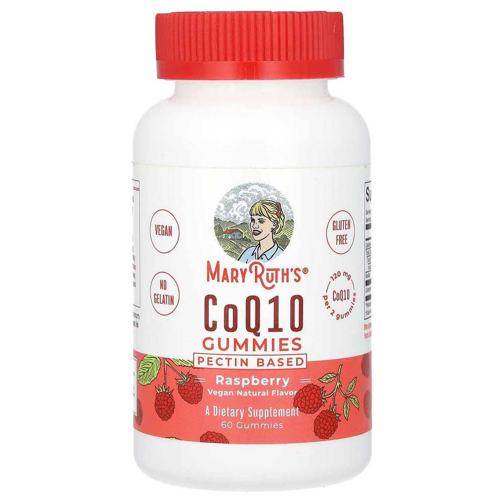 MaryRuth's, Жевательные мармеладки с коэнзимом Q10, малина, 60 жевательных таблеток (60 мг в 1 жевательной мармеладке)