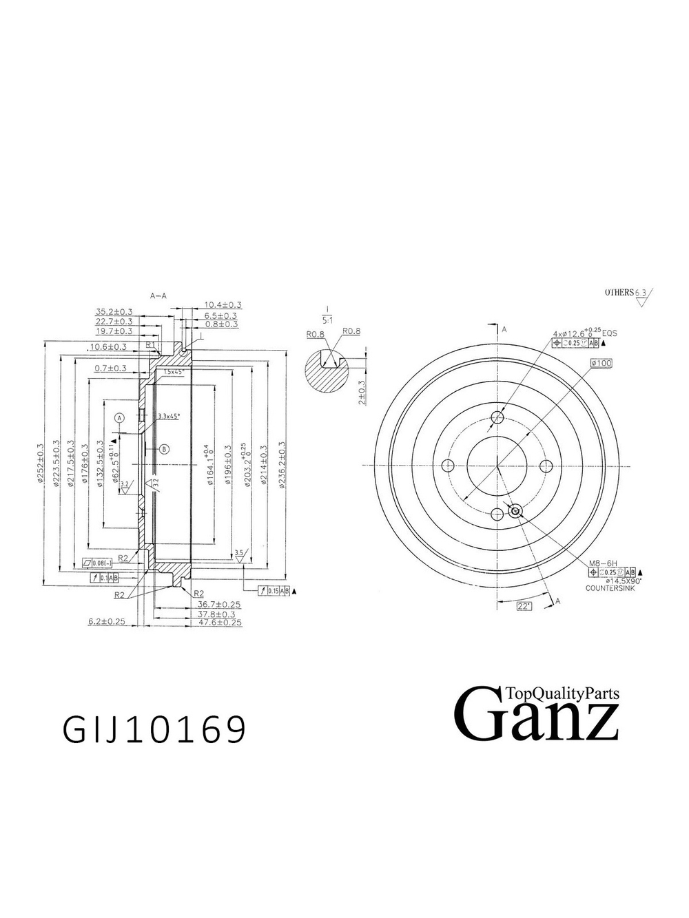 Барабан тормозной HYUNDAI Solaris 2010->/KIA Rio III GANZ GIJ10169