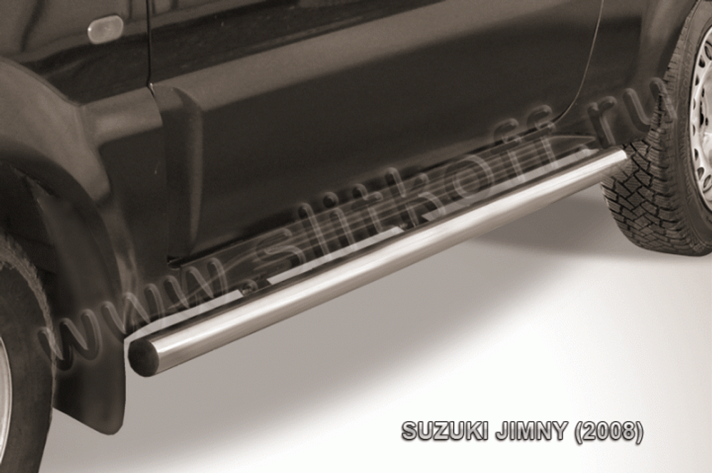 Пороги из нержавейки Suzuki Jimny (1998-2019) d57 труба (черный цвет)