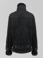 Дубленка AFTF Basic 2141 замшевая на молнии с ремешками