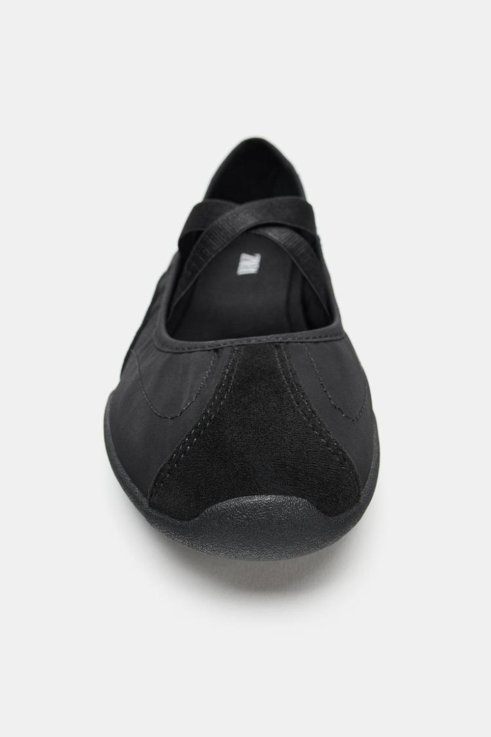 ZARA БАЛЕТКИ В СПОРТИВНОМ СТИЛЕ С ЭЛАСТИЧНЫМИ РЕМЕШКАМИ, ЧЕРНЫЙ