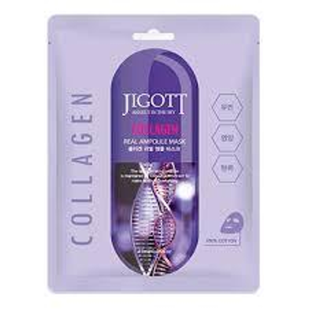 KR/ JIGOTT Маска-салфетка для лица "Коллаген" / COLLAGEN Real Ampoule Mask