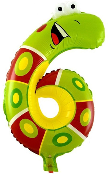 Воздушный шар с клапаном (16''/41 см) Цифра, 6 Гусеница