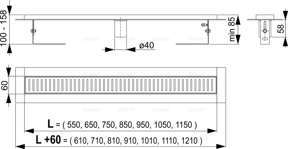 Душевой лоток AlcaPlast APZ2001-850