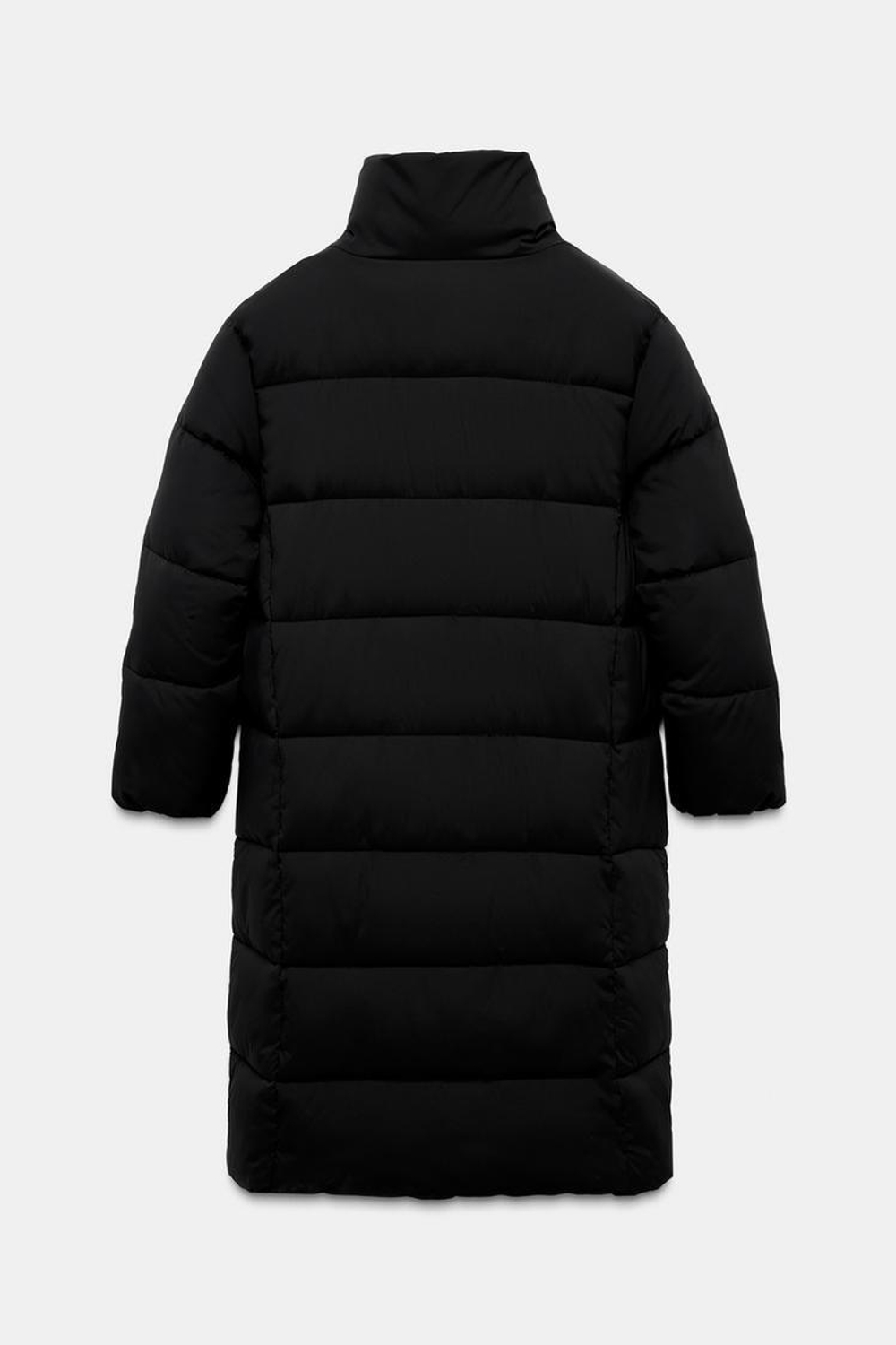 ZARA ДЛИННЫЙ АНОРАК С ВЫСОКИМ ВОРОТНИКОМ WATER REPELLENT WINDPROOF, ЧЕРНЫЙ