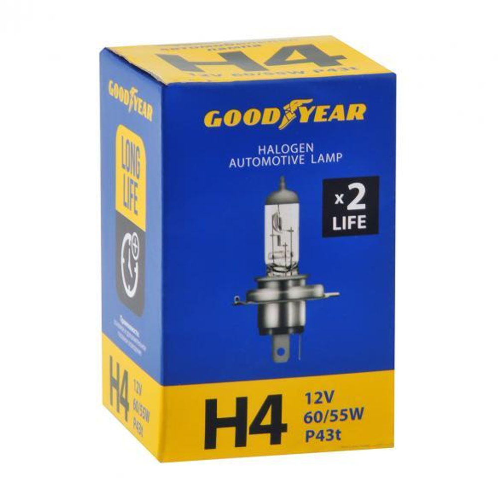 Автолампа 12V H4 60/55W Goodyear Long Life