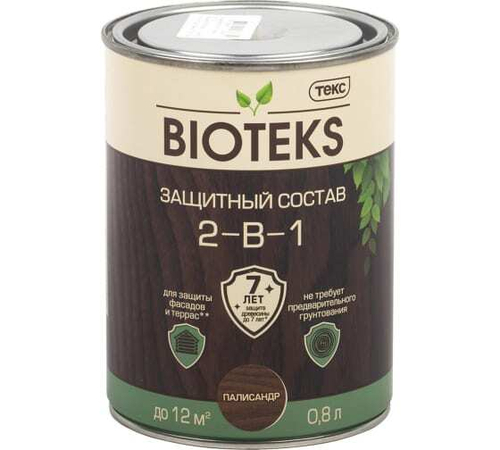 Биотекс 0,8л Палисандр защитный состав 2-в-1 ТЕКС