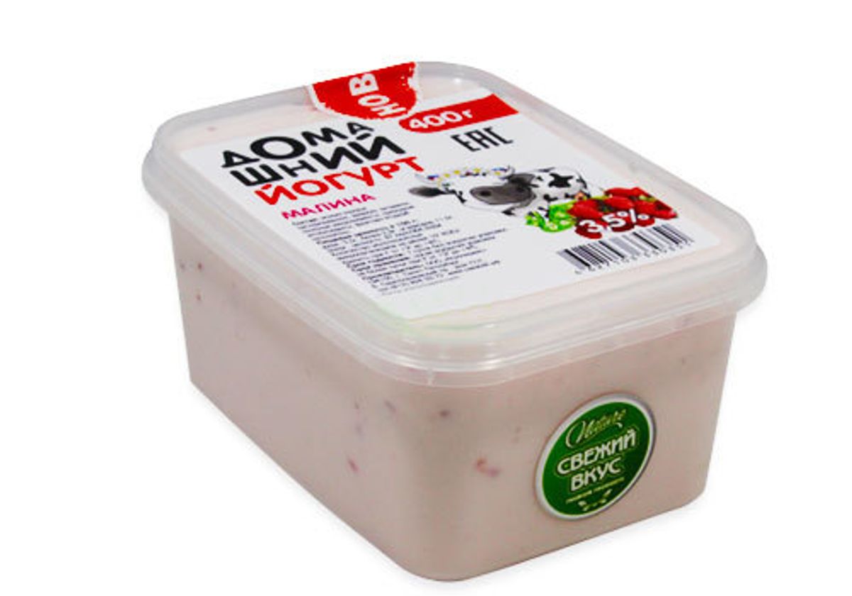 Йогурт малиновый "Домашний", 400мл