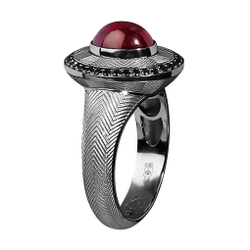 Кольцо с турмалином и чёрными сапфирами, R0084-0/40