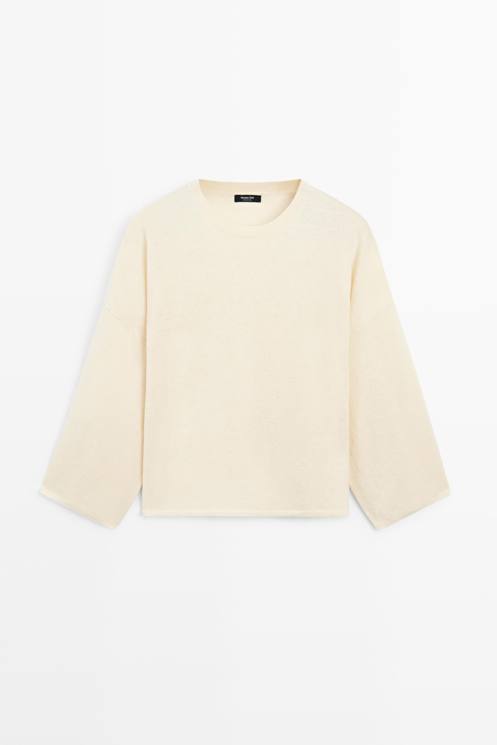 Massimo Dutti Свитер из смесовой шерсти с круглым вырезом, ванильный