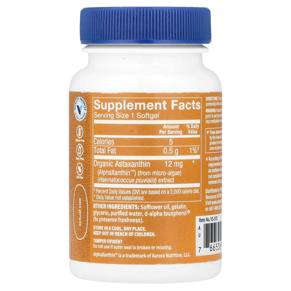 The Vitamin Shoppe, астаксантин, 12 мг, 60 мягких таблеток