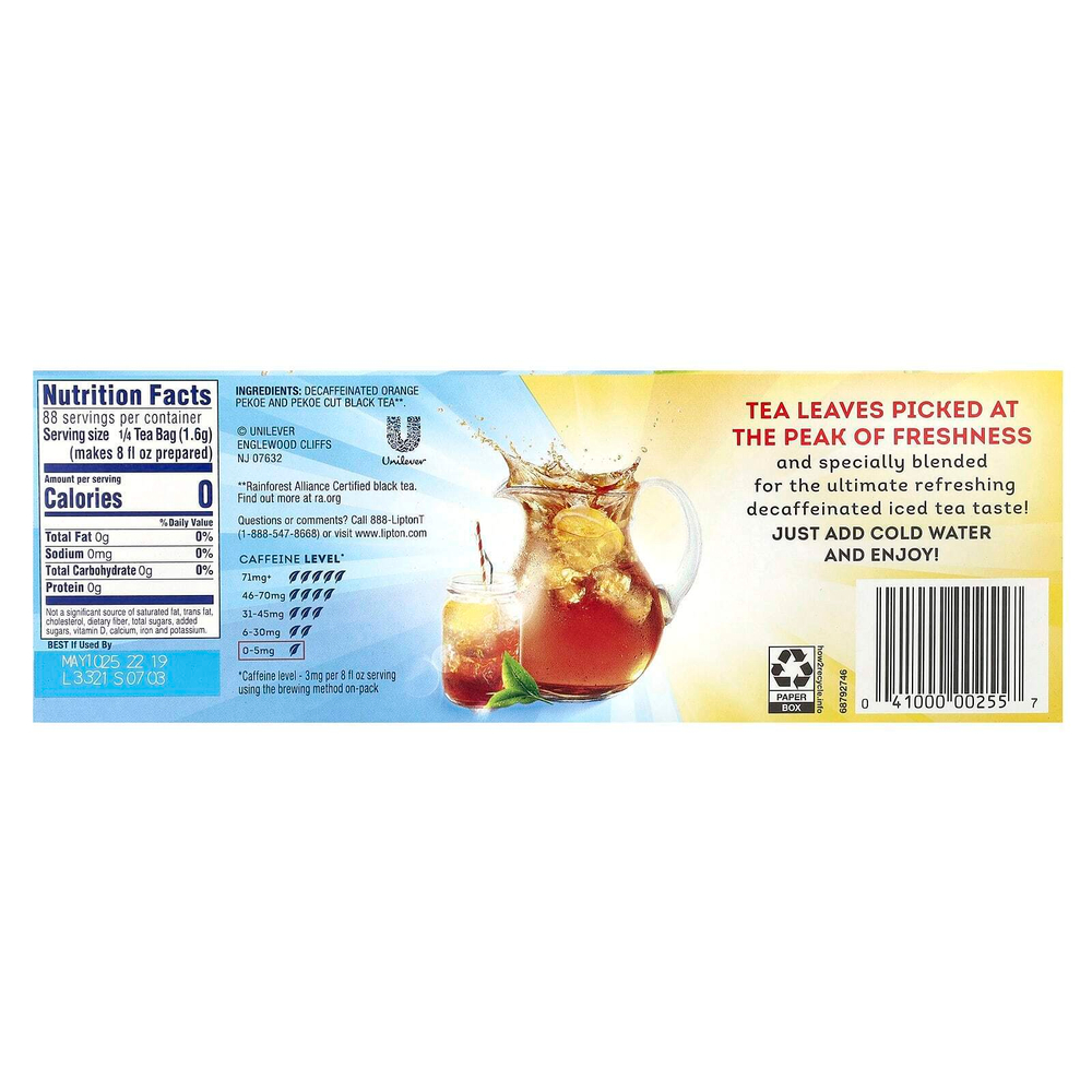 Lipton, Cold Brew, семейный, без кофеина, 22 чайных пакетика, 136 г (4,8 унции)