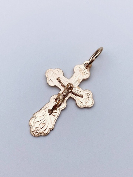 Крест из серебра/Позолота/С подвижным ухом/С алмазной огранкой