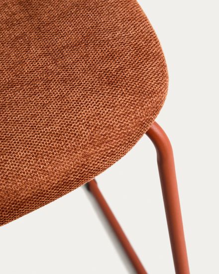 Полубарный стул Meli из терракотовой синели с металлическими ножками, 65 см
