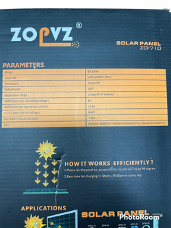 Солнечная панель ZO-710 6V 8 W