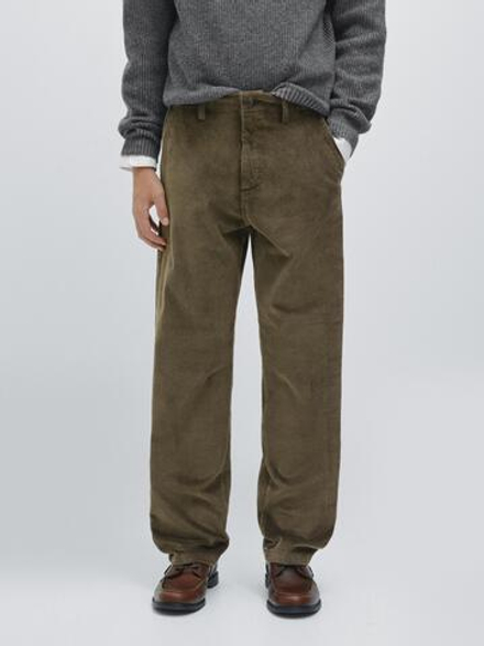 Massimo Dutti Свободные вельветовые брюки, хаки