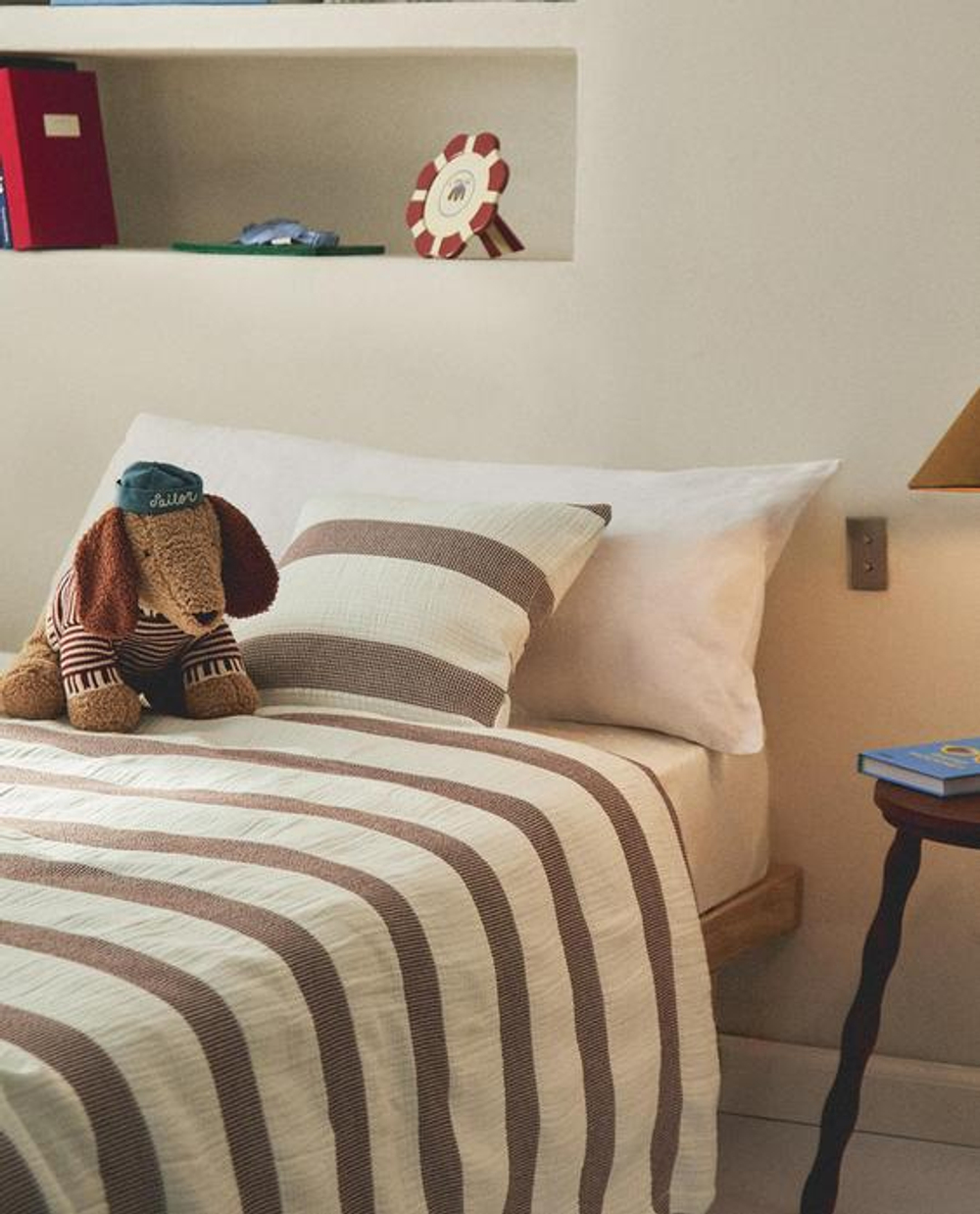 ZARA HOME ДЕТСКОЕ ПОКРЫВАЛО В ПОЛОСКУ, ЦВЕТ КОРИЦЫ
