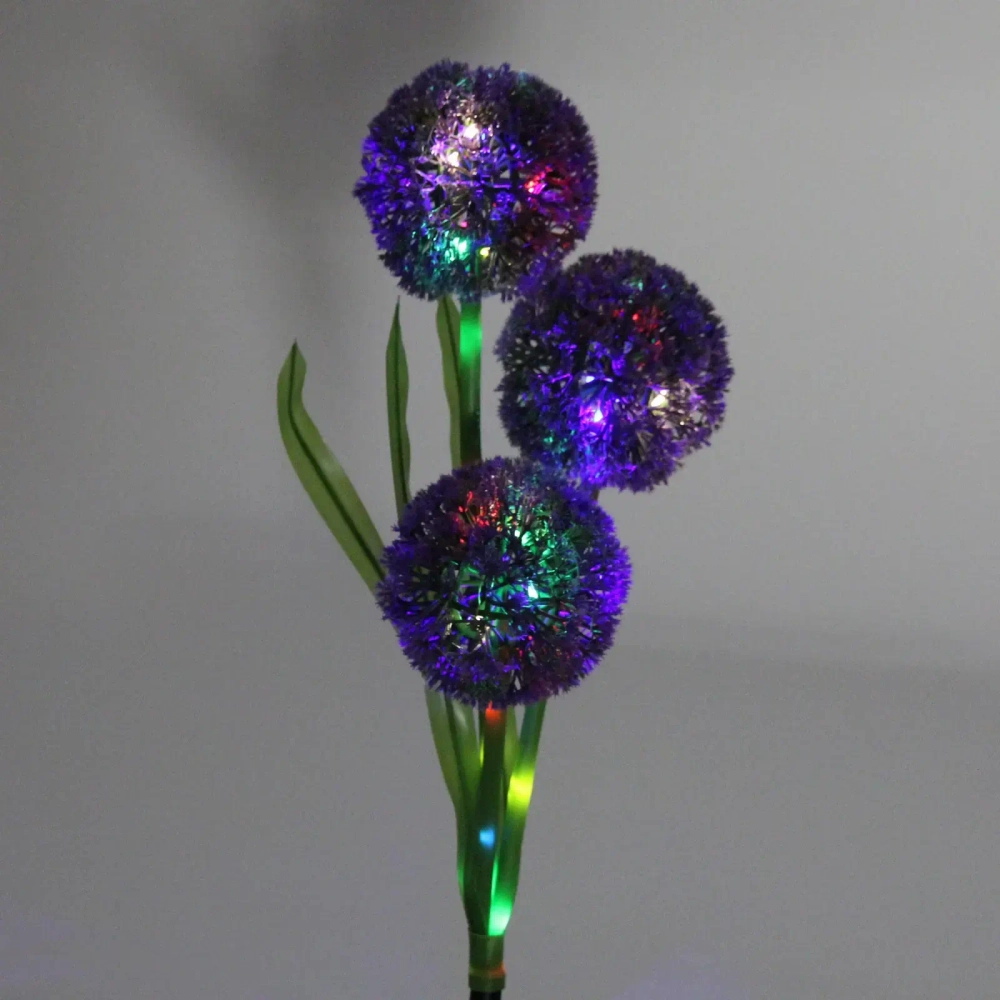Светильник на солн.батарее (фигура на спице с подсветкой) «Одуванчики» 75 см, Фиолетовый (свечение мультицвет)