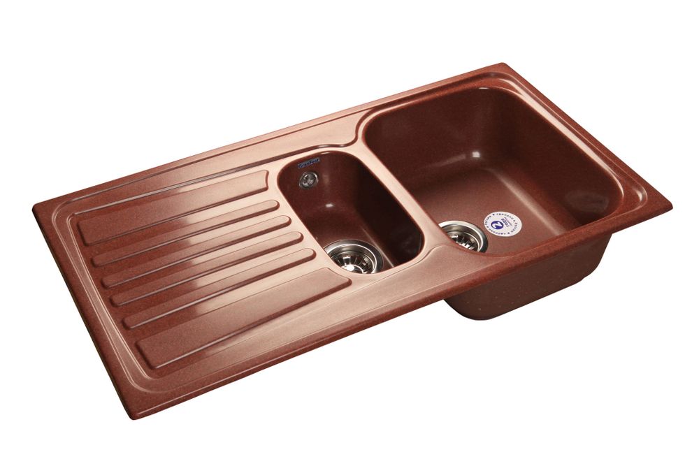 GRANFEST Мойка мрамор STANDART GF-S--940KL  1,5 чаши+крыло 940*495мм    красный марс арт.GF-