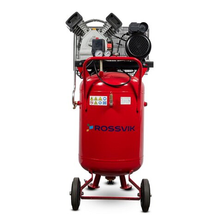 Компрессор ROSSVIK СБ4/С-100.LB30АВ, 420 л/мин, 10 бар, вертикальный 100 л, 220 В/2,2 кВт, красный