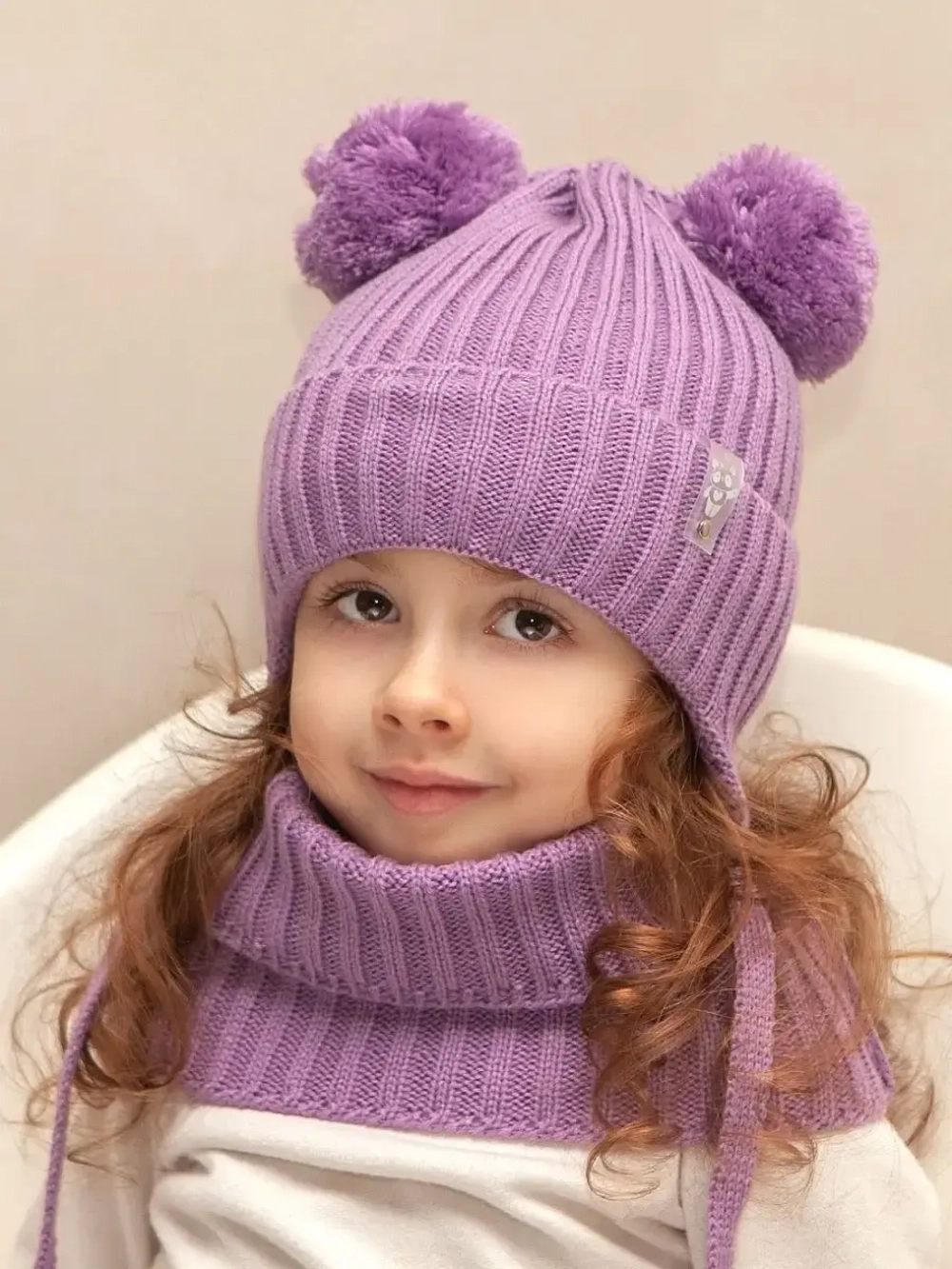 Шапка со снудом для девочки демисезонная