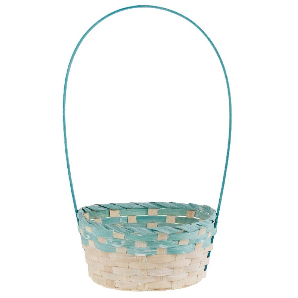 Корзина плетеная "Кант" (бамбук) D19xH9/34см (Бирюза)