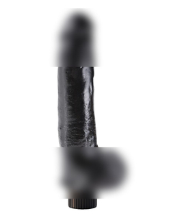 Чёрный виброфаллос со съемной присоской 9 Vibrating Cock with Balls - 22,9 см.