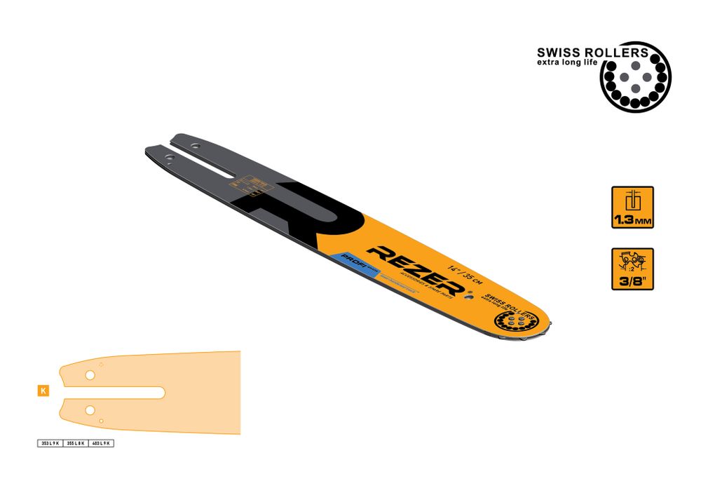 Rezer Profi 353 L 9 K Сварная многослойная направляющая шина для цепных пил