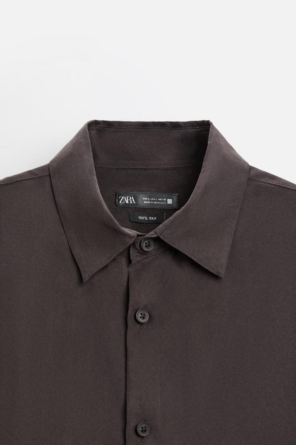 ZARА РУБАШКА ИЗ 100% ШЕЛКА, ШОКОЛАДНЫЙ