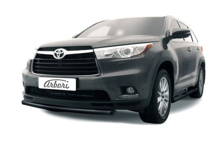 Защита переднего бампера d57 радиусная Arbori черн. для TOYOTA Highlander 2014-2016
