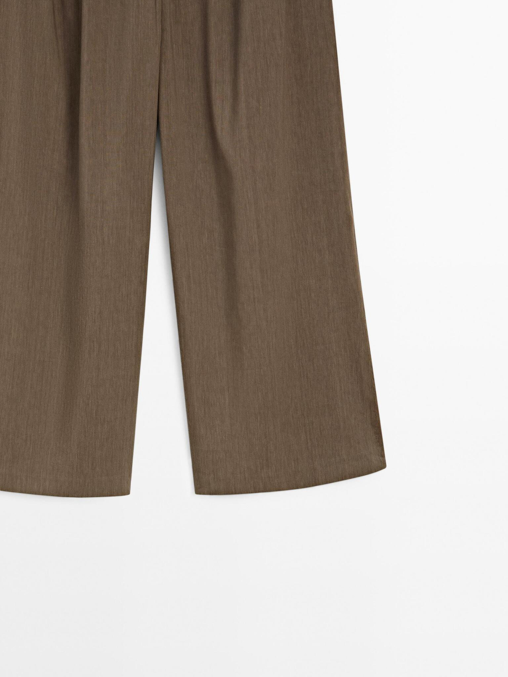 Massimo Dutti Брюки прямого кроя из смесового льна с защипами, хаки