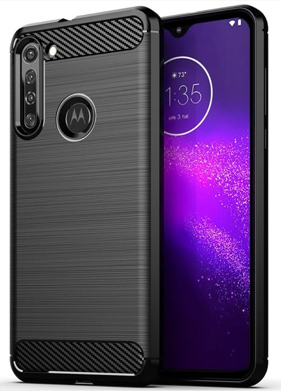 Мягкий защитный чехол в стиле карбон на Motorola G8, серия Carbon от Caseport