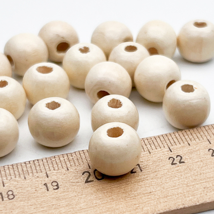 Деревянные бусины, шар, цвет молочный, размер около 10*12 мм, цена за набор 10 штук