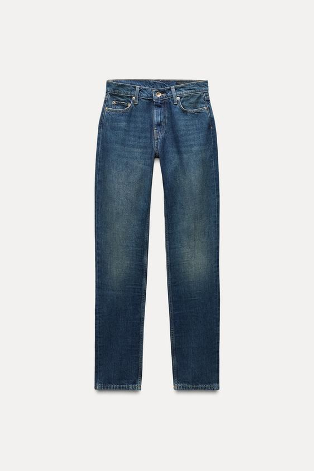 ZARA ДЖИНСЫ ПРЯМОГО КРОЯ С НИЗКОЙ ПОСАДКОЙ — ZW COLLECTION, СИНИЙ