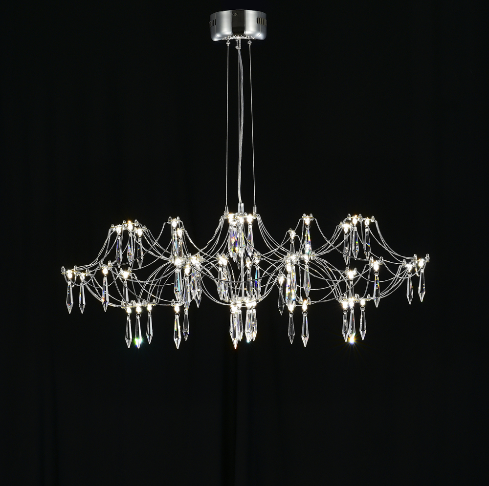 Подвесная люстра светодиодная с пультом и хрустальными подвесками Asfour MyFar Ersilia MR2661-60P-76AP