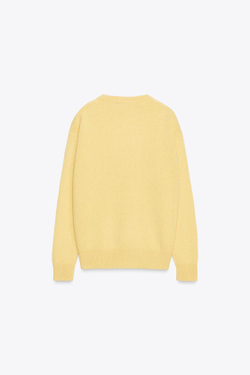 ZARA ДЖЕМПЕР ИЗ 100% КАШЕМИРА С ДЛИННЫМИ РУКАВАМИ, ЖЕЛТЫЙ