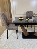 Кухонный раскладной стол "Вирджиния" , черный мрамор и 4 стула ЛОНДОН