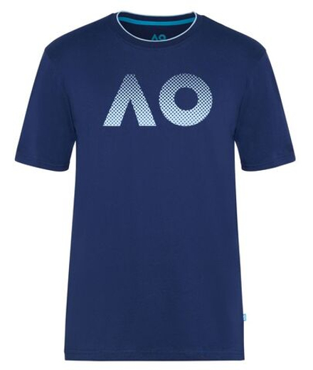 Мужская теннисная футболка Australian Open T-Shirt AO Textured Logo - небесный