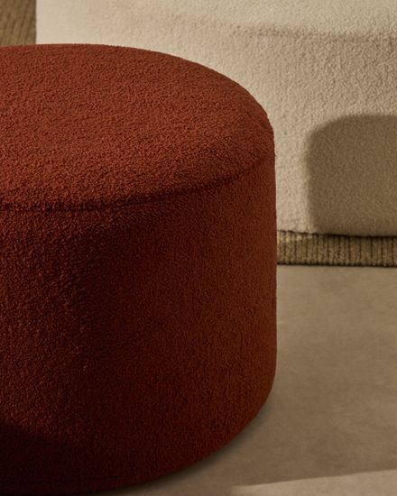 Kaeli Пуф для ног со съемным чехлом из терракотового букле Ø 60