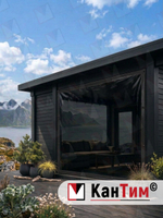 Мягкое ПВХ-окно 700 мкм | Чёрная окантовка | Чёрный люверсы |  Глухое | Тонированный ПВХ | Ширина: 90 см Высота: 80-350 см