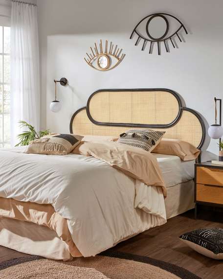 Изголовье из ротанга Lalita с черным каркасом 170х120 см