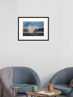 Картина авторская акварельная в паспарту 30х40 см на стену для интерьера "Осенняя ночь в Питере"