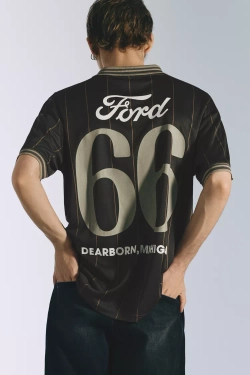 PULL&BEAR Футболка с символикой команды Ford, военно-морской