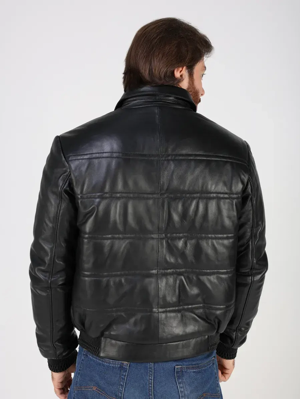 Куртка пуховик из натуральной кожи зимняя