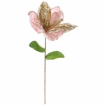 Украшение новогоднее «Пуансеттия - Рожедественская красавица» 23 см, Розовый/Золото