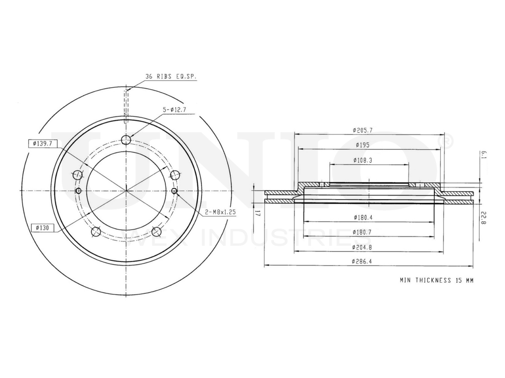 Диск тормозной передний UNIO BRD-20428