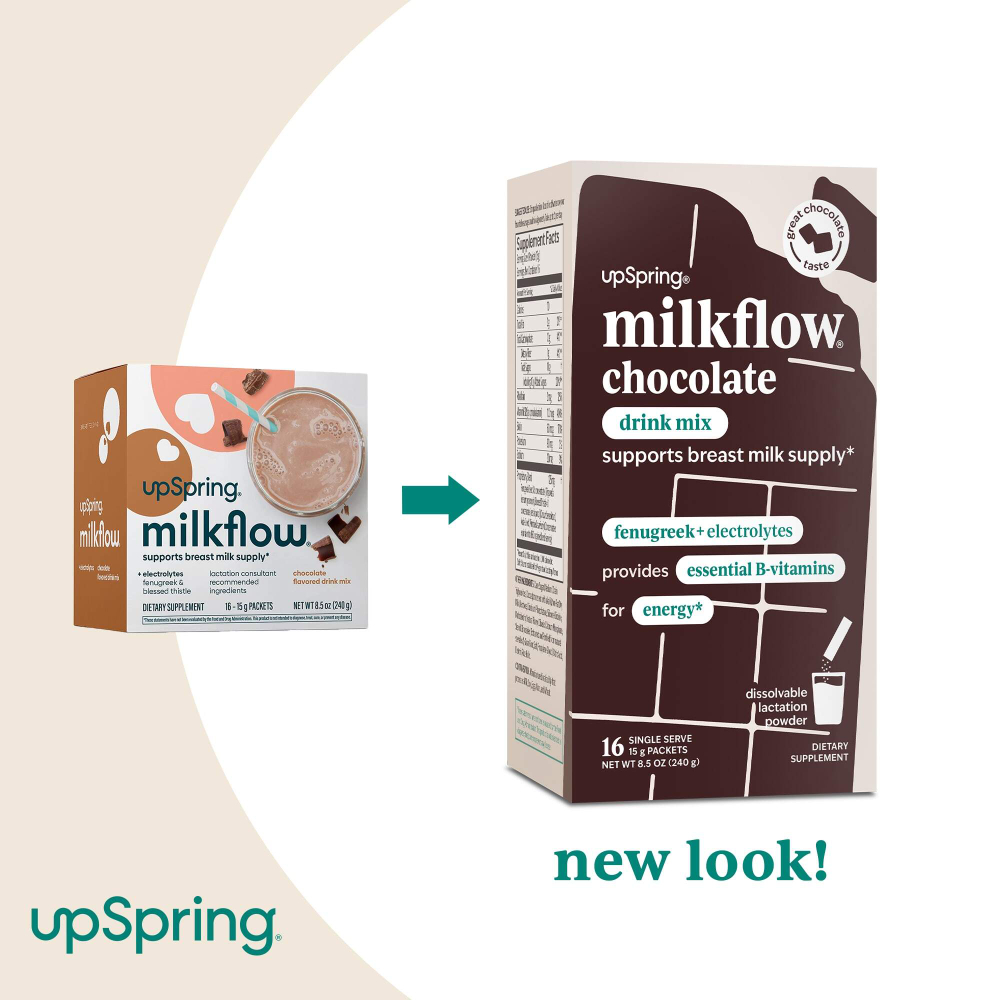 UpSpring, Milkflow®, смесь для приготовления напитка, с шоколадным вкусом, 16 порционных пакетиков по 15 г (0,53 унции)
