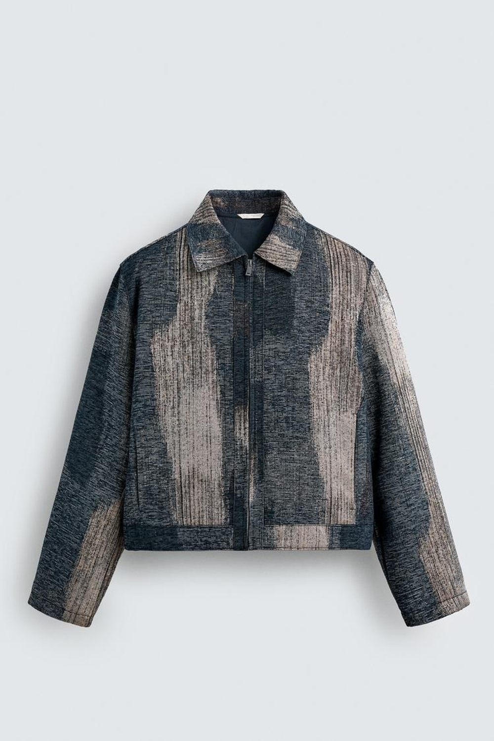 ZARA ЖАККАРДОВАЯ КУРТКА С АБСТРАКТНЫМ РИСУНКОМ, СИНИЙ/ИНДИГО