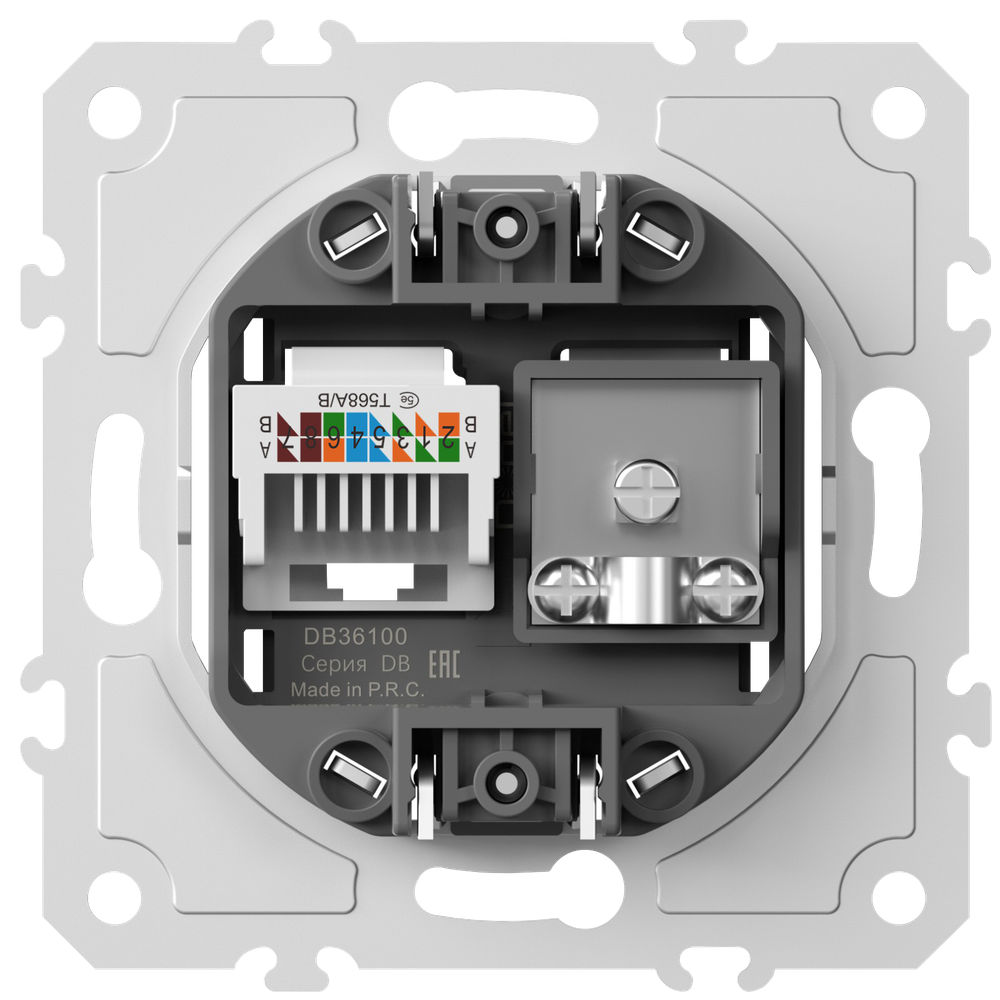 Механизм розетки RJ45/TV cat.5, ClassE-8/0-2400 МГц, серия DB