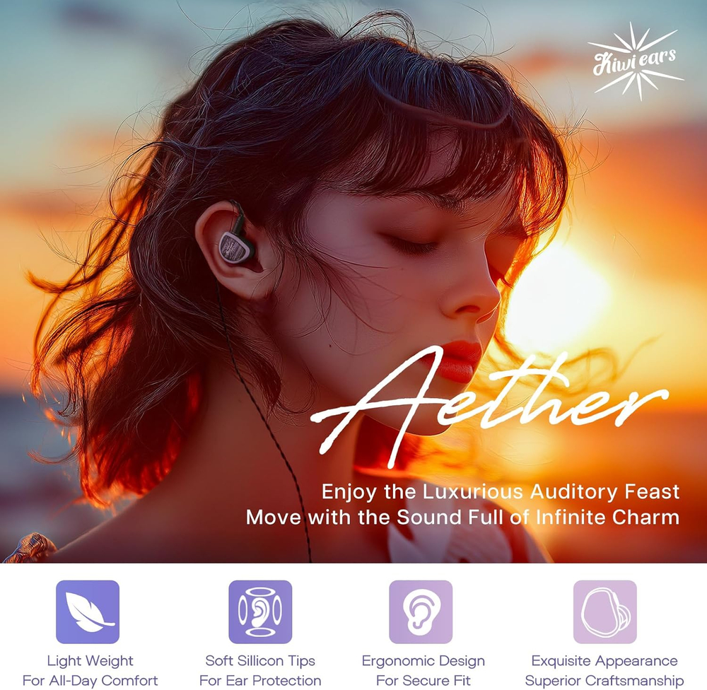 Наушники проводные Kiwi Ears Airoso, внутриканальные, гибридные, без микрофона, 3.5 мм